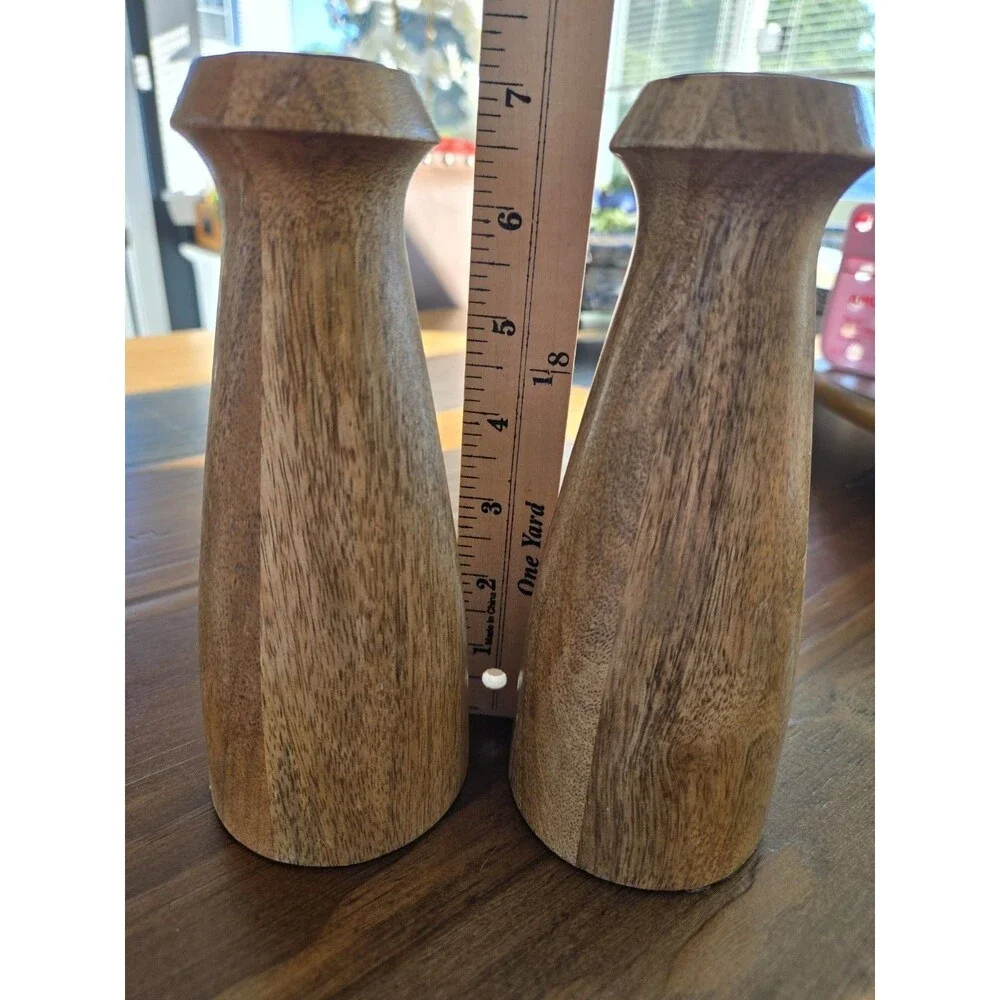 Hearth and Hand W/ Magnolia Mango Wood Tapered Candlestick Holders Set of 2